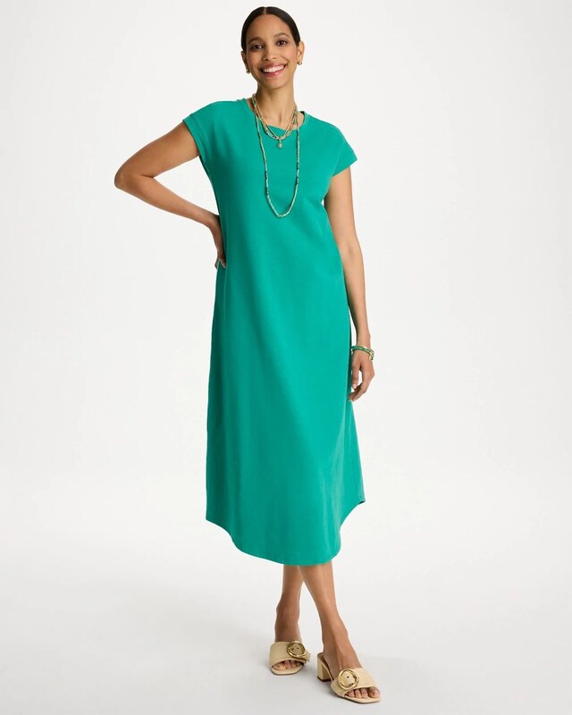 Soft-Stretch Cotton Slub Dress - image 1